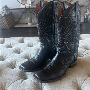 Tanner Mark Men’s 10.5 Midnight Caiman Square‎ Black Leather Cowboy Boots